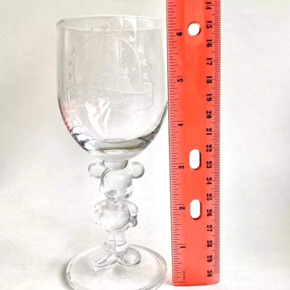 Vtg Mickey Mouse Disney World Castle Wine Glass Goblet BARBARA Name Inscribed - Picture 8 of 11
